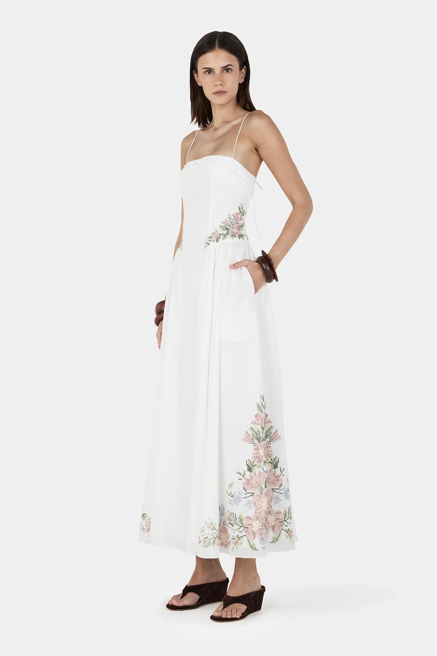 Aisha Maxi Dress Ditsy Cross Stitch - Image 3