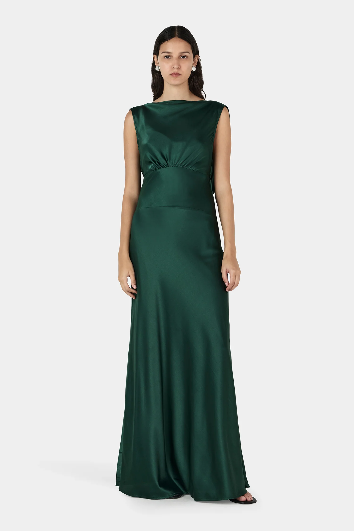 Clara Bias Dress Pine Green - Image 3