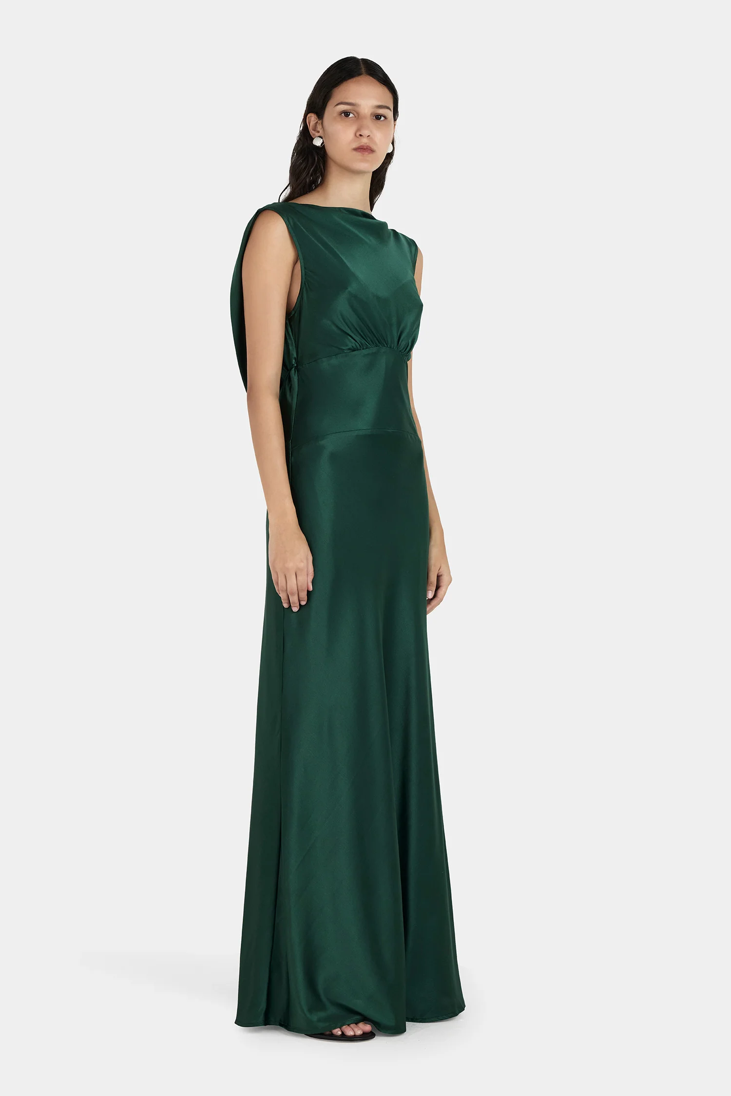 Clara Bias Dress Pine Green - Image 5
