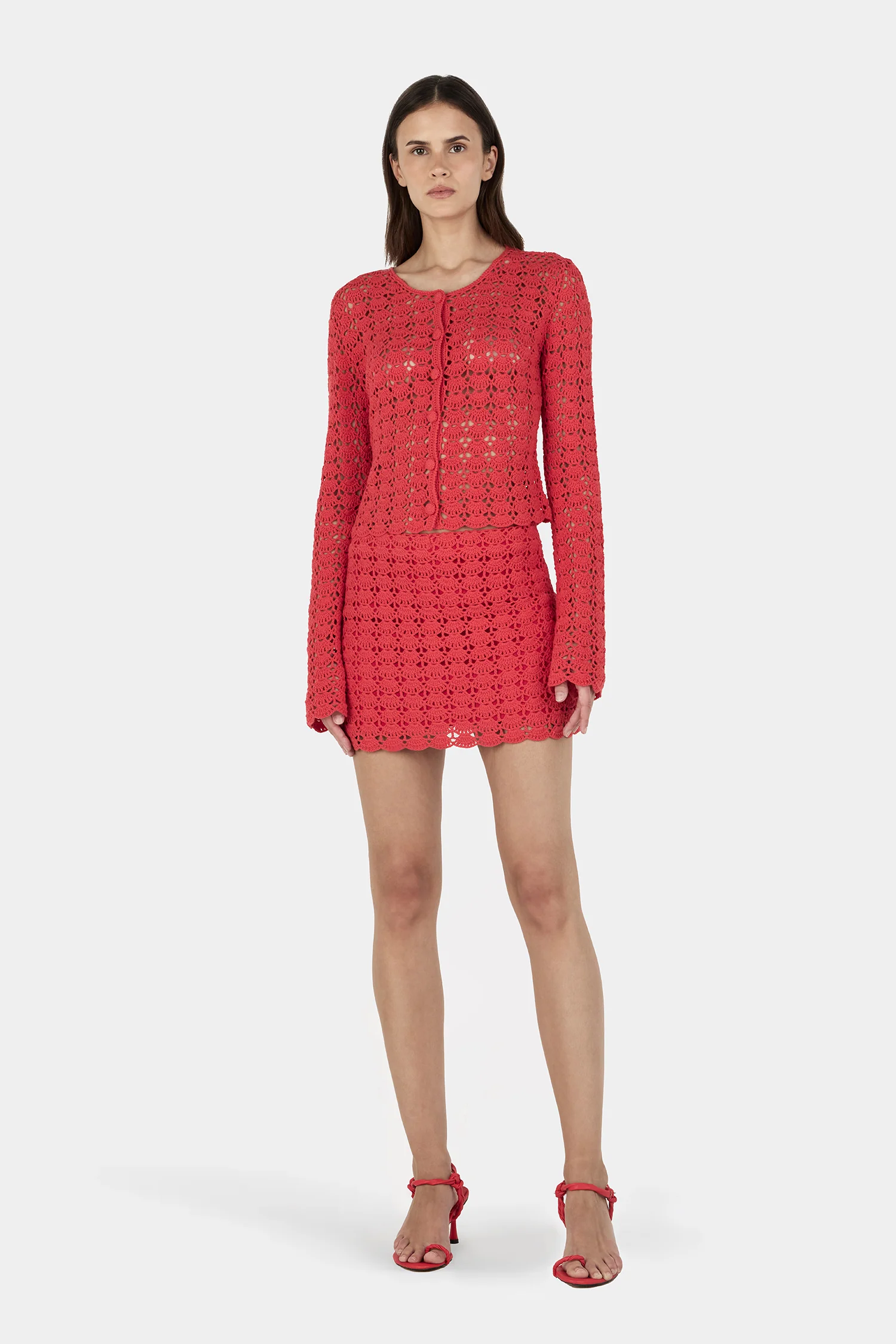 Cleo Crochet Cardi Red Crochet - Image 3