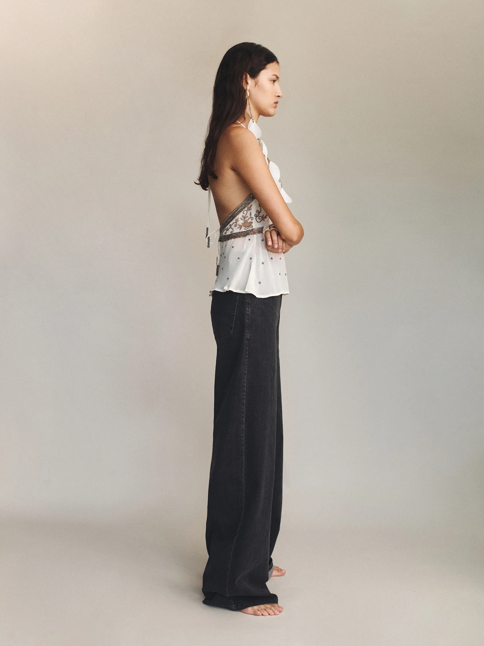 Sophia Beaded Halter Top Silver Veil - Image 3