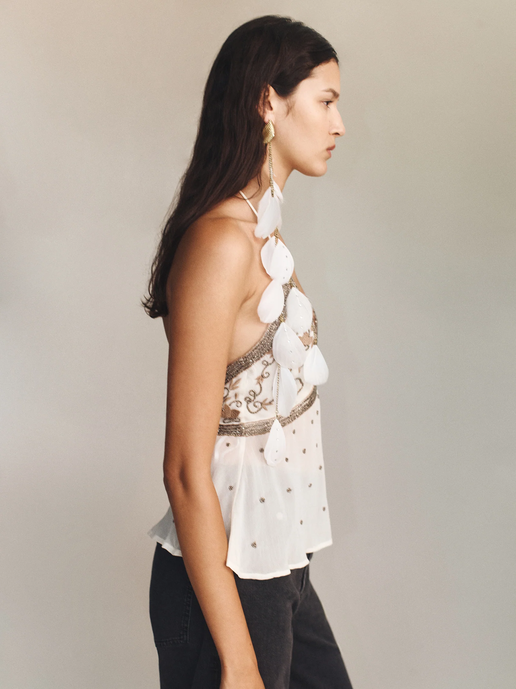 Sophia Beaded Halter Top Silver Veil - Image 4